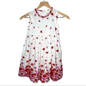 𝅺VINTAGE BT Kids Dress Rose Print White Dress